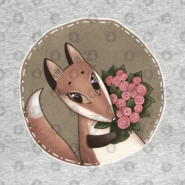 Fox with flowers by artbyanny